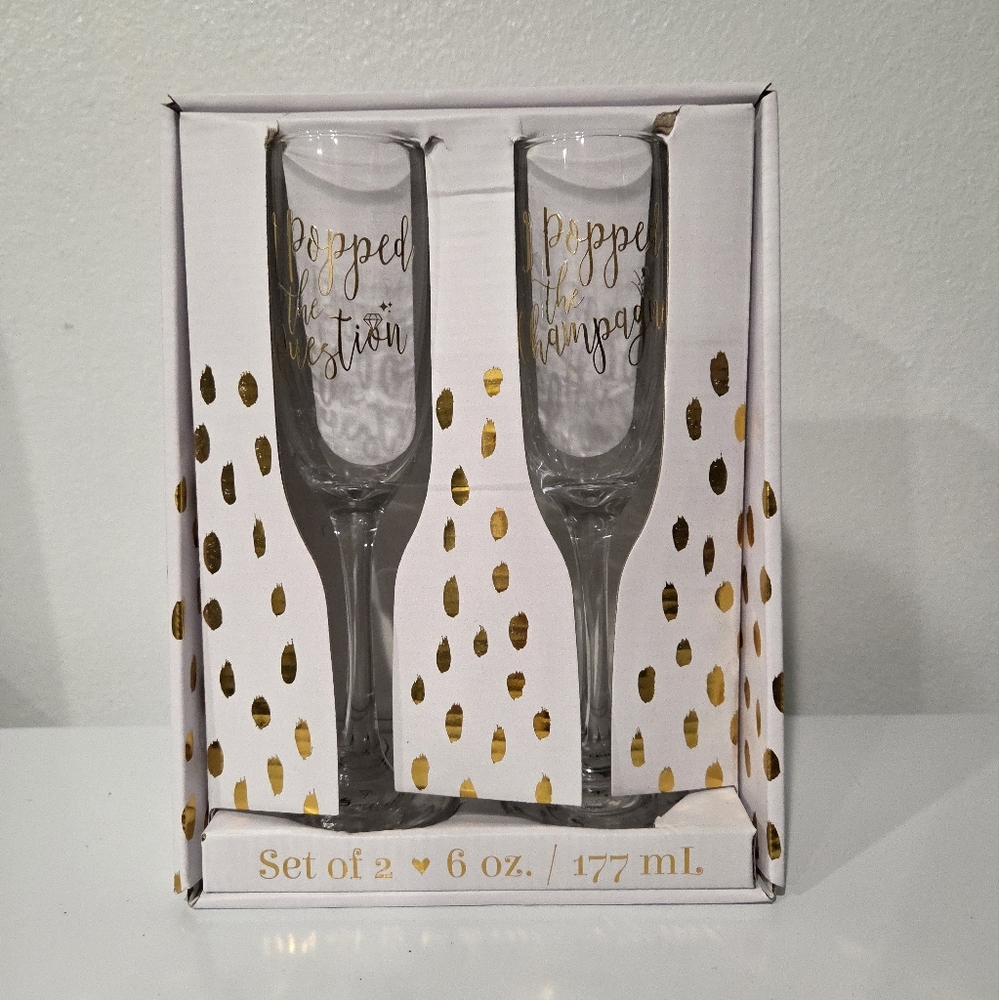 Gold and Clear Champagne Flutes Set